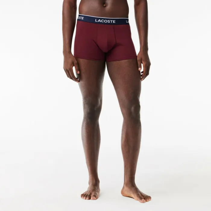 Underwear and Socks Men Lacoste Men039s 3Pack Trunks Navy Blue Orange Bordeaux Ki3