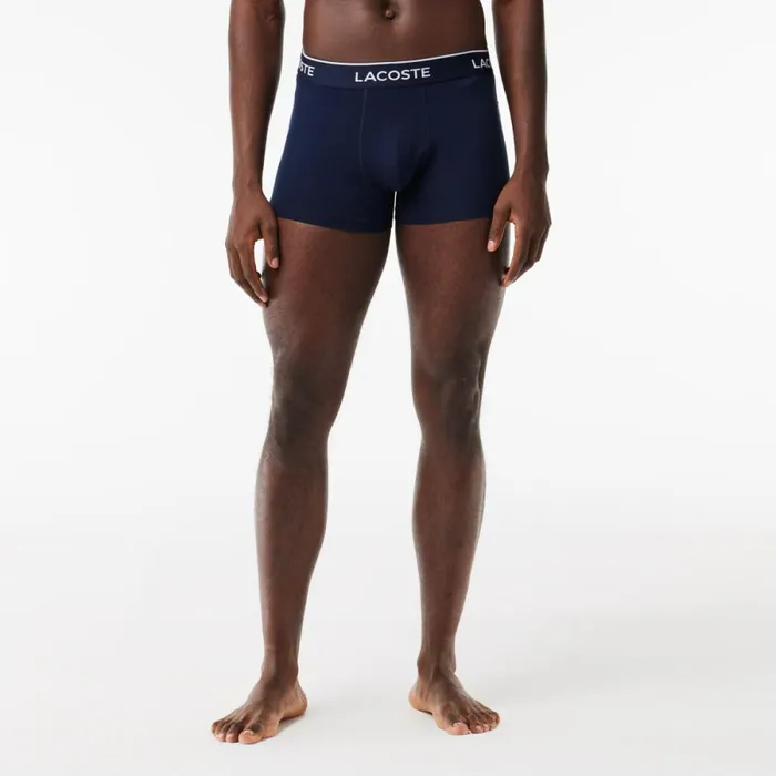 Underwear and Socks Men Lacoste Men039s 3Pack Trunks Navy Blue Orange Bordeaux Ki3