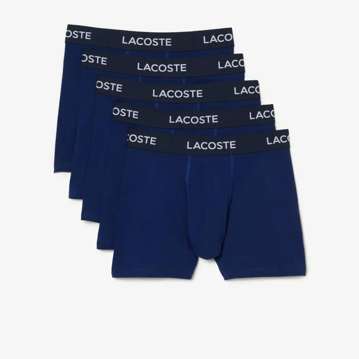 Underwear and Socks Men Lacoste Mens 5Pack Logo Waist Boxers Methylene Blue F9f