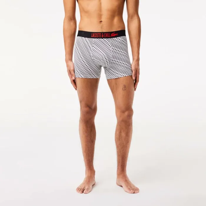 Underwear and Socks Men Lacoste Mens Lacoste X Netflix Jersey Boxers White Black Au8