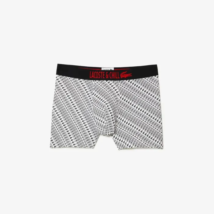 Underwear and Socks Men Lacoste Mens Lacoste X Netflix Jersey Boxers White Black Au8