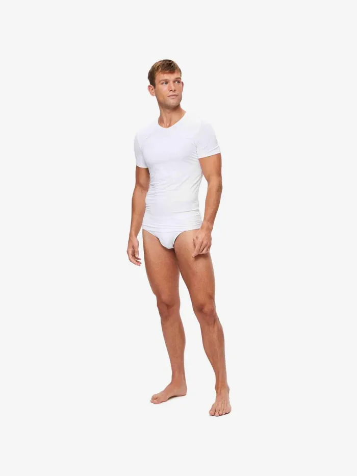 Underwear TShirts Men Derek Rose Underwear VNeck TShirt Alex Micro Modal Stretch White