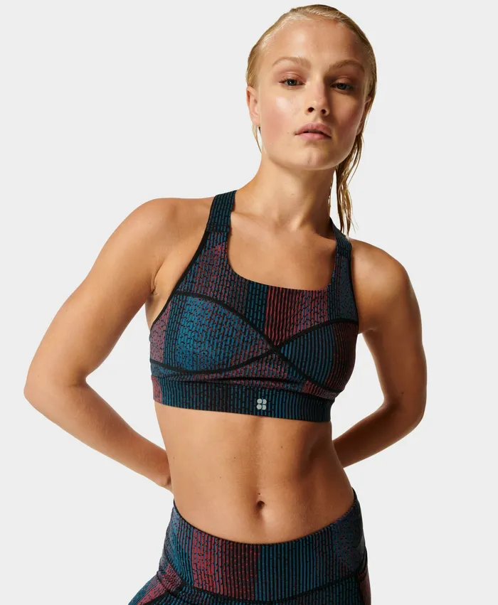 Underwear Women Power Medium Impact Sports Bra Black City Lights Print Sweaty Betty