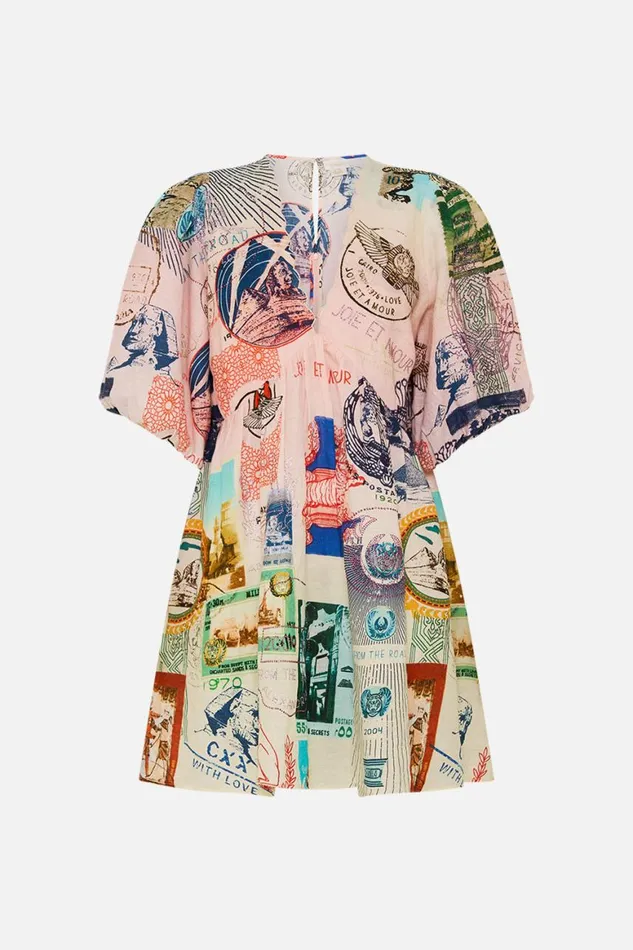 V NECK PUFF SLEEVE SHORT DRESS HAUTE PASSPORT Haute Passport Womens Camilla Dresses