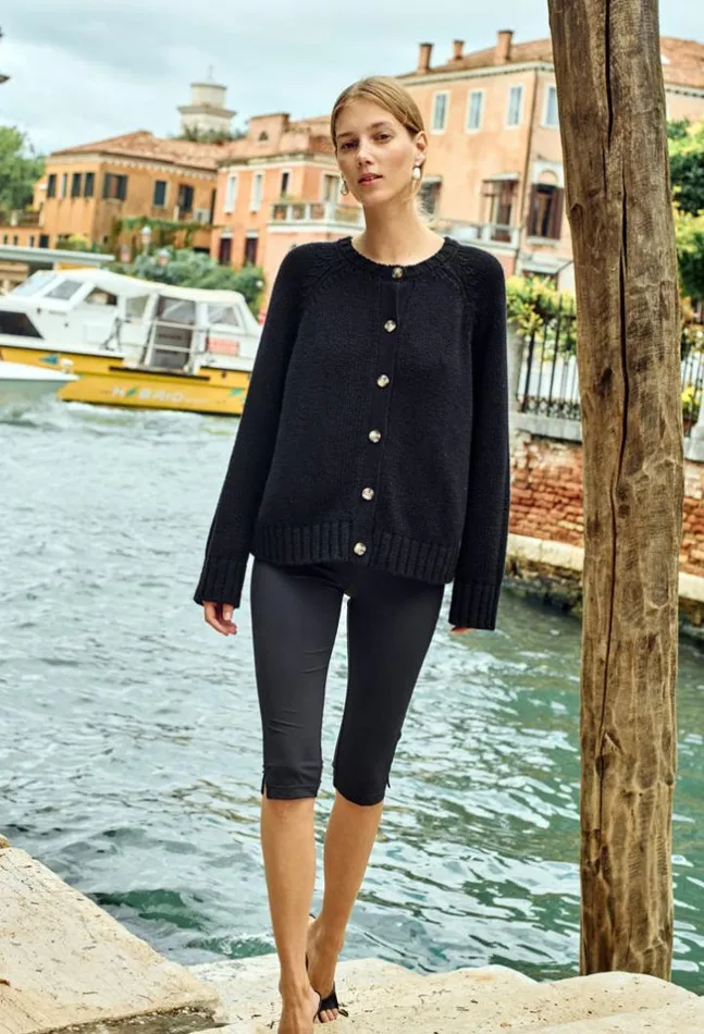 Valentine Black Jersey Capris Women Ciao Lucia Pants
