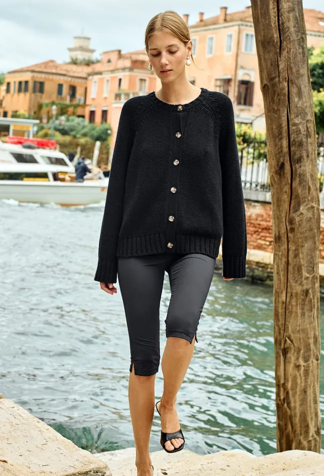 Valentine Black Jersey Capris Women Ciao Lucia Pants