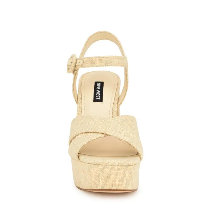 Vallen Strappy Platform Sandals Natural Raffia Women Nine West Sandals Vallen Strappy Platform Sandals Natural Raffia Women Nine West Sandals