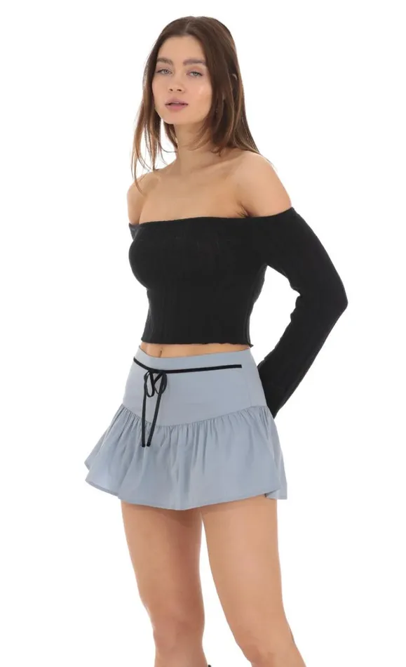 Velvet Ribbon Skort Blue Women LUCY IN THE SKY Shorts