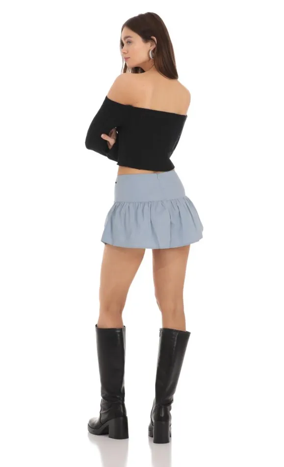 Velvet Ribbon Skort Blue Women LUCY IN THE SKY Shorts