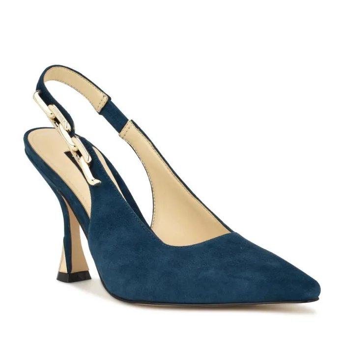 Veroni Slingback Pumps Dark Blue Women Nine West Heels Veroni Slingback Pumps Dark Blue Women Nine West Heels