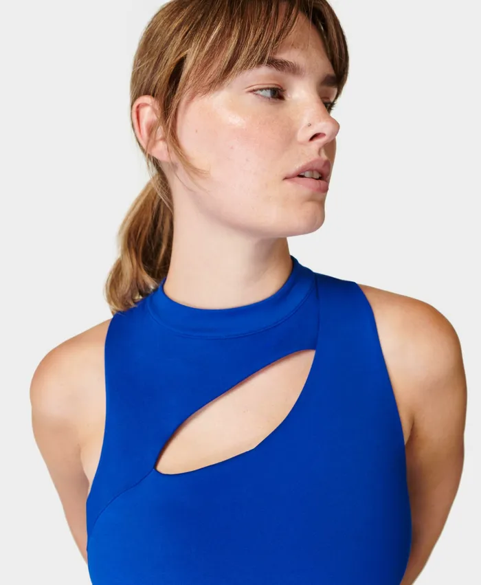 Vest Tops Sweaty Betty Women Power Cutout Gym Vest Lightning Blue