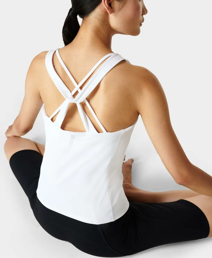 Vest Tops Sweaty Betty Women Super Soft Rib Yoga Vest White