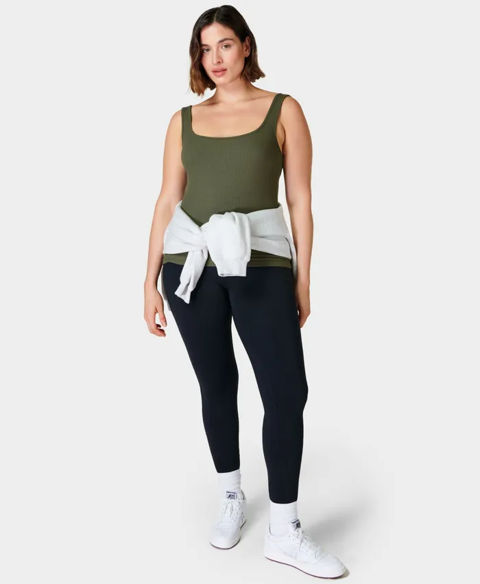 Vest Tops Women Harper Scoop Neck Vest Olive Green Sweaty Betty