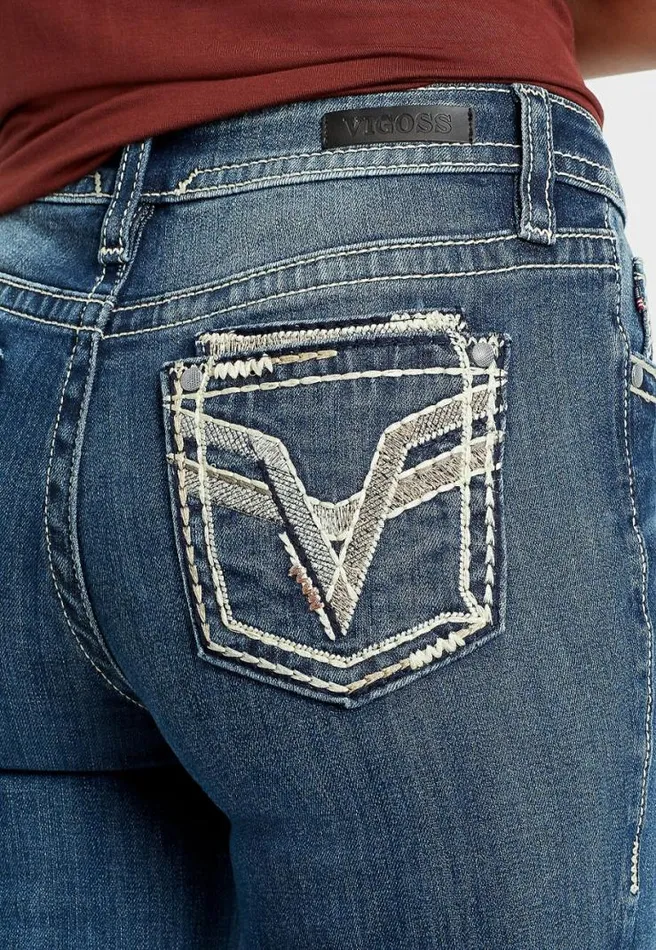 Vigoss High Rise Medium Gold Stitch Skinny Jean Women Maurices Jeans