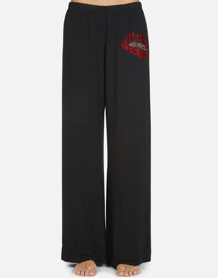 Waverly X Crystal Biting Lip Black Women Lauren Moshi Short Sleeve