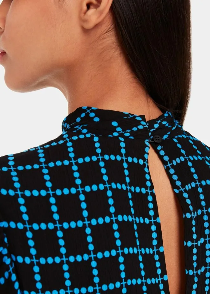 Whistles Abacus Check High Neck Dress Bluemulti Women Dresses