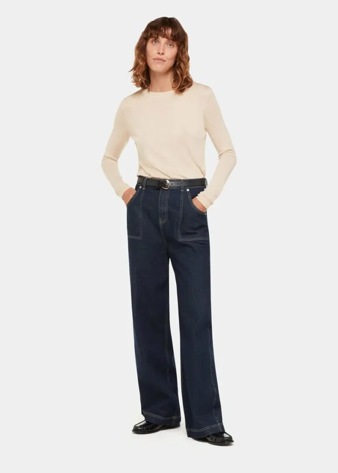 Whistles Annie Sparkle Crew Neck Ivory Women Sweaters and Cashmere