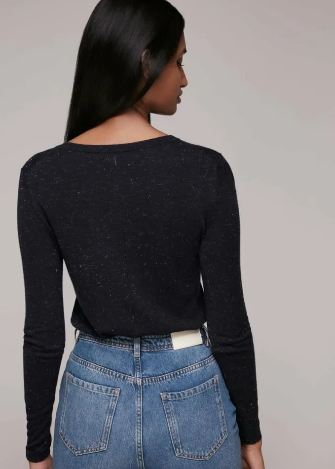 Whistles Annie Sparkle Knit Navy Women Sweaters and Cashmere