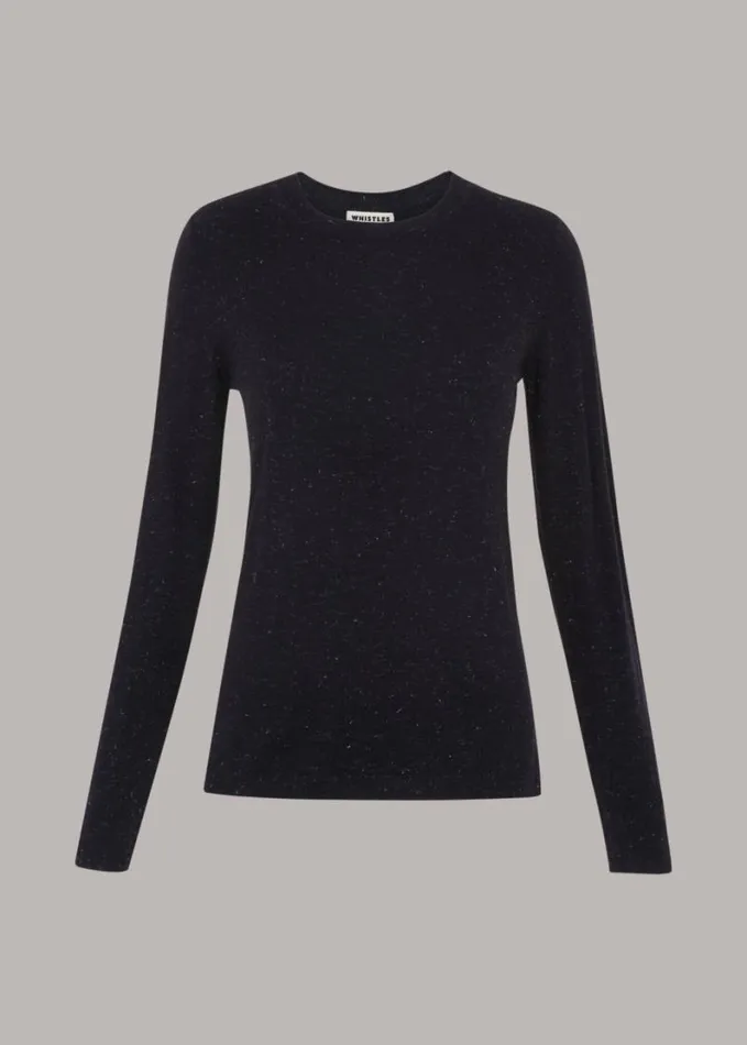 Whistles Annie Sparkle Knit Navy Women Sweaters and Cashmere
