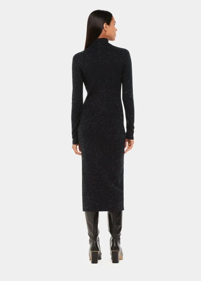 Whistles Annie Sparkle Roll Neck Dress Black Women Dresses