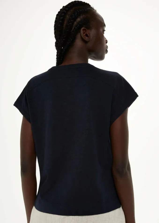 Whistles Aubrie Button Through Top Navy Women Tops