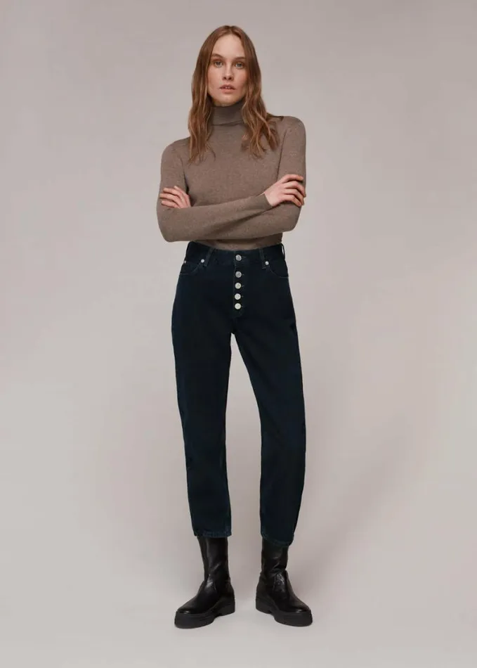 Whistles Authentic Hollie Button Jean Dark Denim Women Jeans