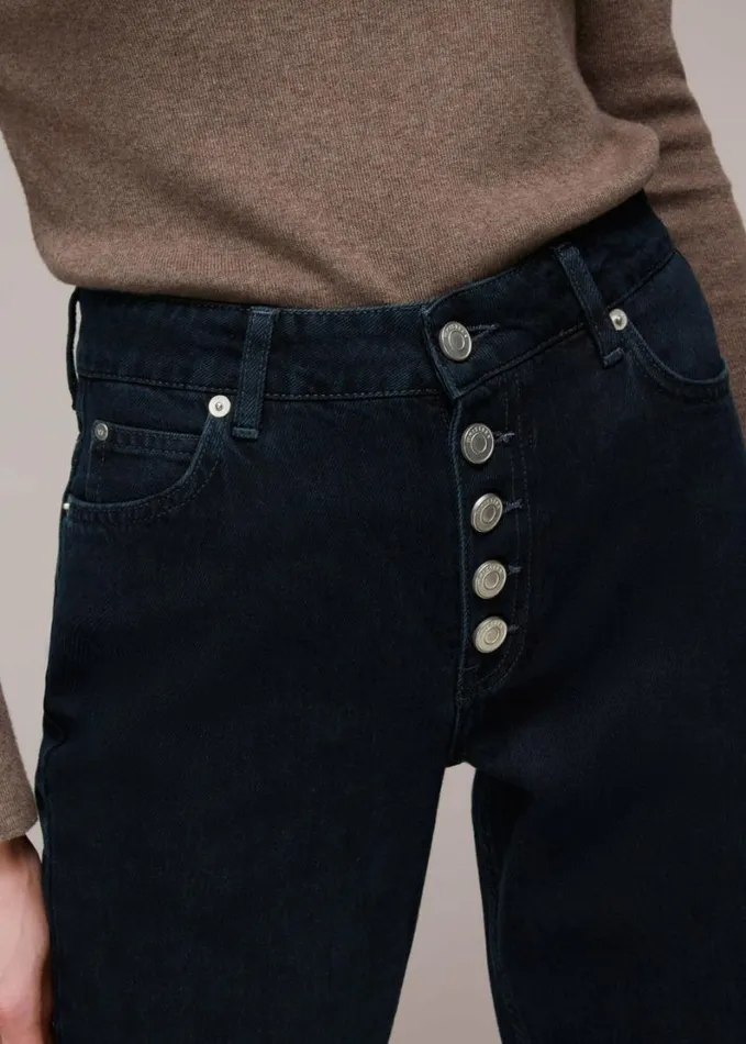 Whistles Authentic Hollie Button Jean Dark Denim Women Jeans