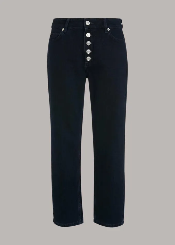 Whistles Authentic Hollie Button Jean Dark Denim Women Jeans