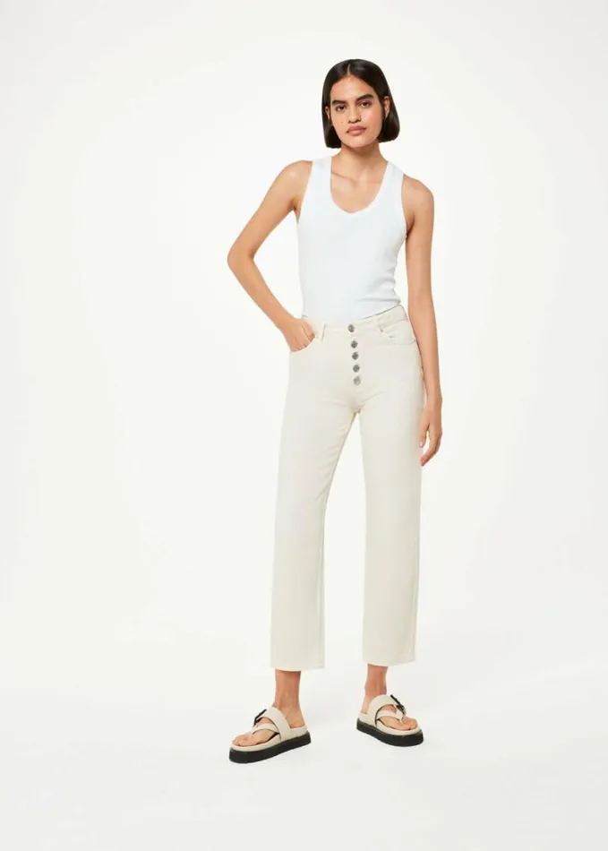 Whistles Authentic Hollie Button Jean Ivory Women Jeans