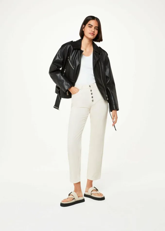 Whistles Authentic Hollie Button Jean Ivory Women Jeans
