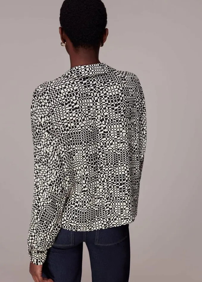 Whistles Checkerboard Ramona Blouse Multicolour Women Tops