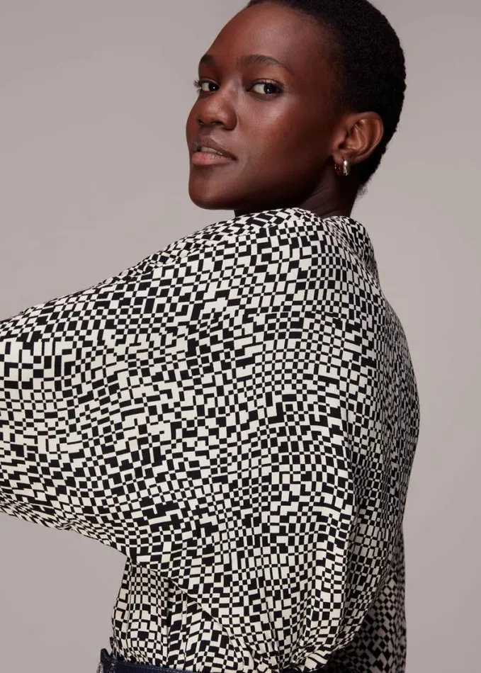 Whistles Checkerboard Ramona Blouse Multicolour Women Tops