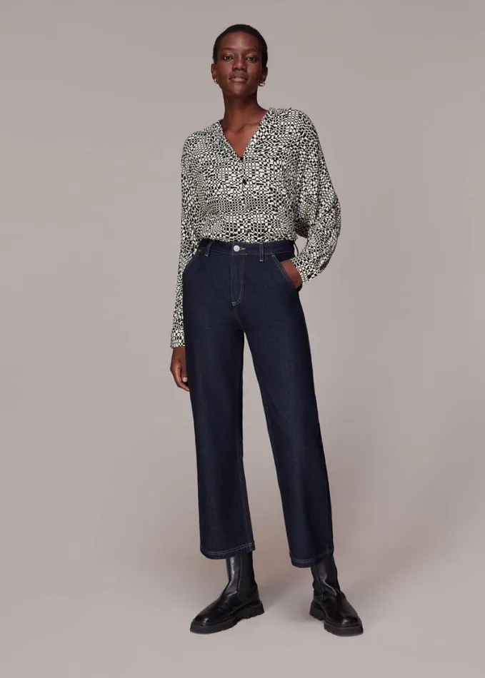 Whistles Checkerboard Ramona Blouse Multicolour Women Tops