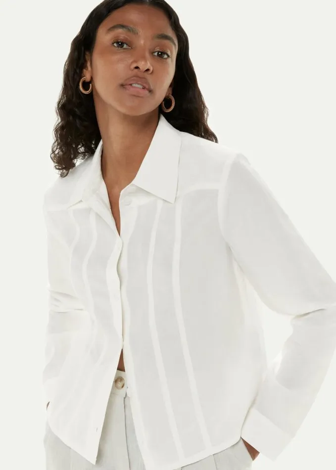 Whistles Cloe Seam Detail Shirt White Women Tops