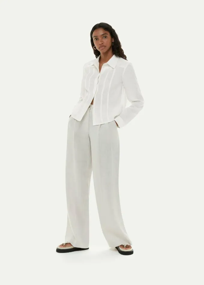 Whistles Cloe Seam Detail Shirt White Women Tops
