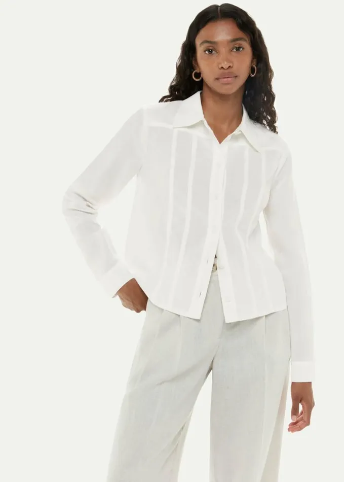 Whistles Cloe Seam Detail Shirt White Women Tops