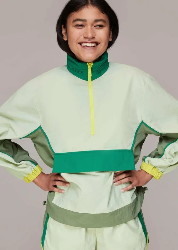 Whistles Colour Block Anorak Greenmulti Women Coats and Jackets