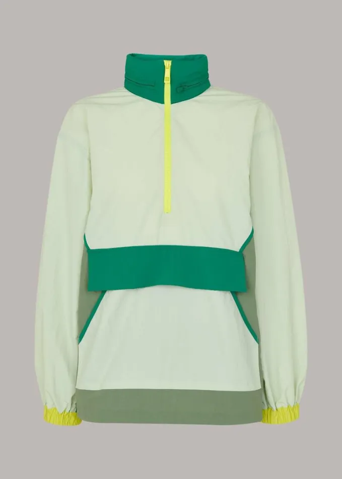 Whistles Colour Block Anorak Greenmulti Women Coats and Jackets