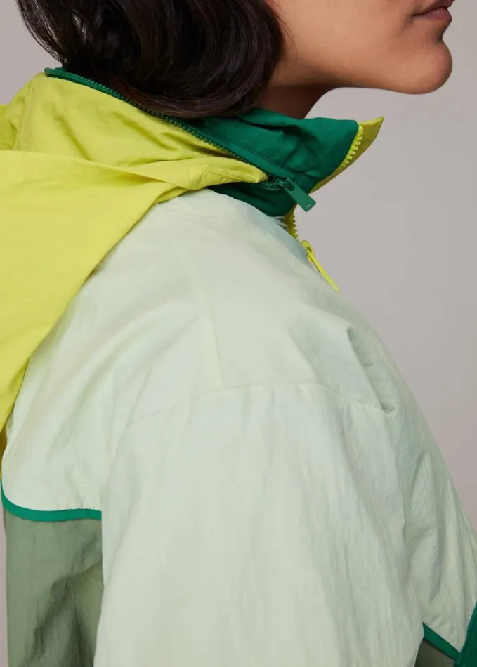 Whistles Colour Block Anorak Greenmulti Women Coats and Jackets