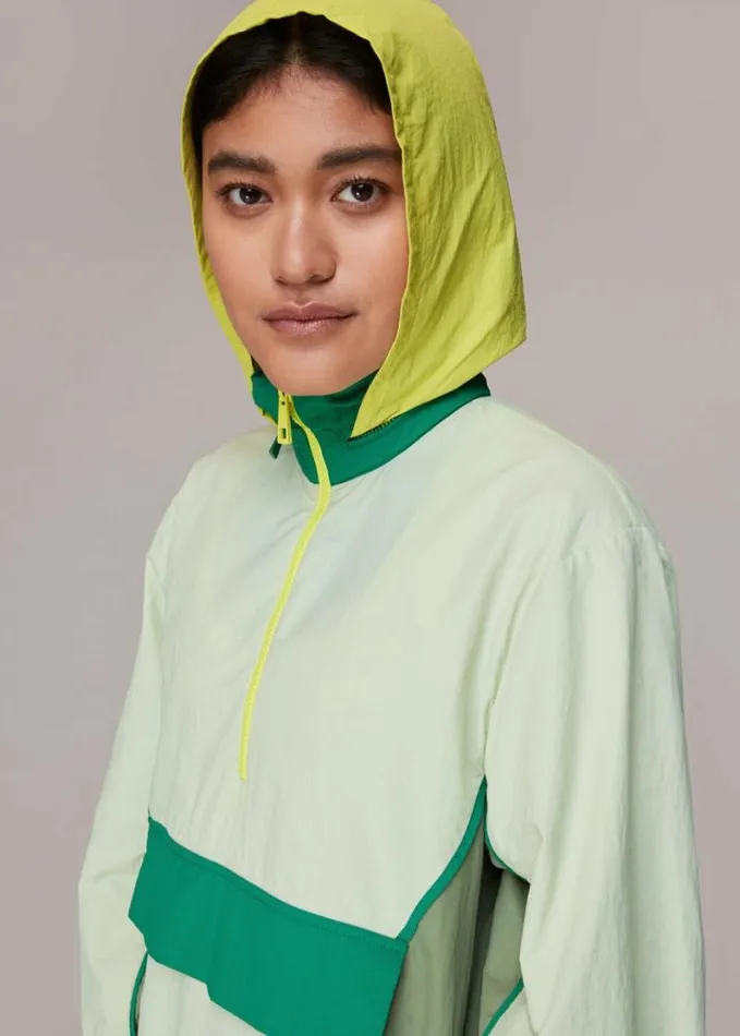 Whistles Colour Block Anorak Greenmulti Women Coats and Jackets
