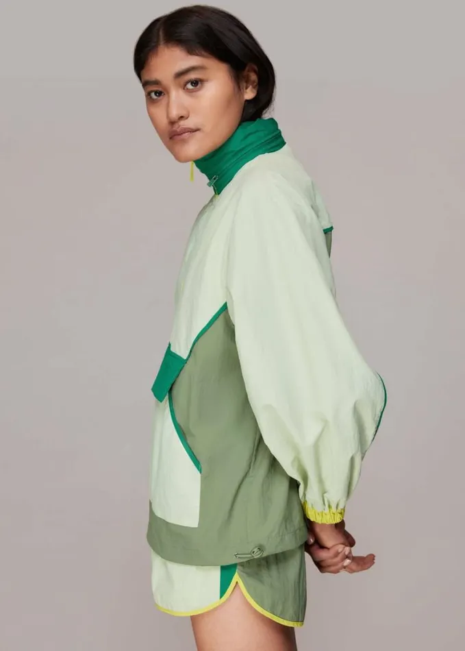 Whistles Colour Block Anorak Greenmulti Women Coats and Jackets