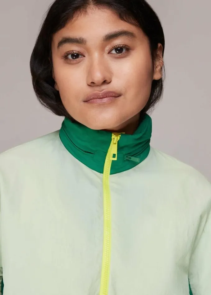 Whistles Colour Block Anorak Greenmulti Women Coats and Jackets