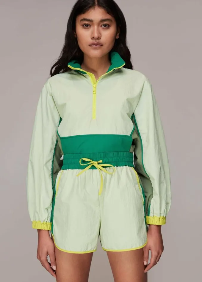 Whistles Colour Block Anorak Greenmulti Women Coats and Jackets
