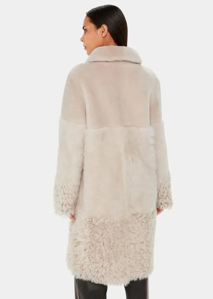 Whistles Cossma Shearling Longline Coat Ivory Women Coats and Jackets
