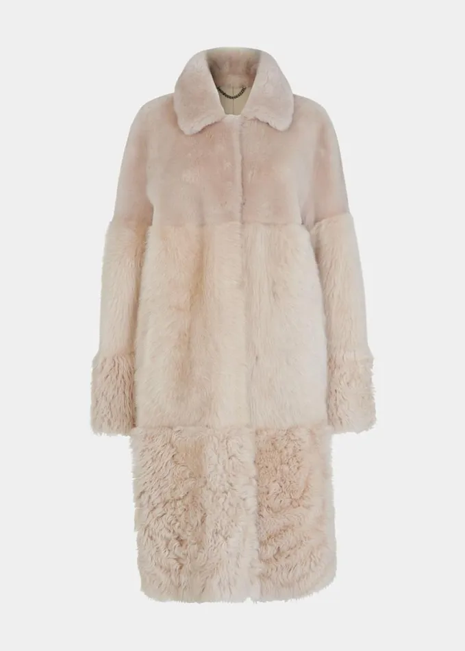 Whistles Cossma Shearling Longline Coat Ivory Women Coats and Jackets