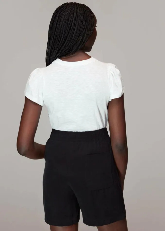 Whistles Cotton Frill Sleeve T Shirt White Women Tops