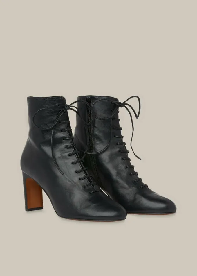 Whistles Dahlia Lace Up Boot Black Women Boots