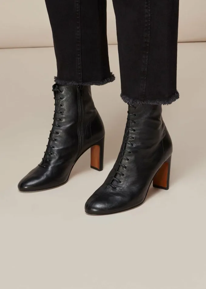 Whistles Dahlia Lace Up Boot Black Women Boots