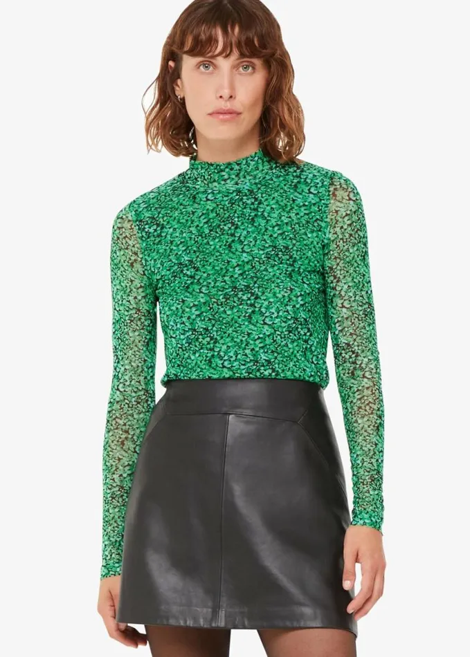 Whistles Dappled Floral Mesh Top Greenmulti Women Tops