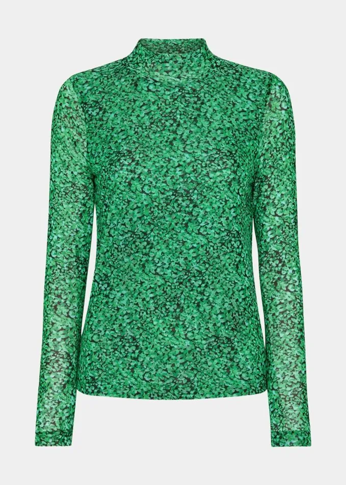Whistles Dappled Floral Mesh Top Greenmulti Women Tops